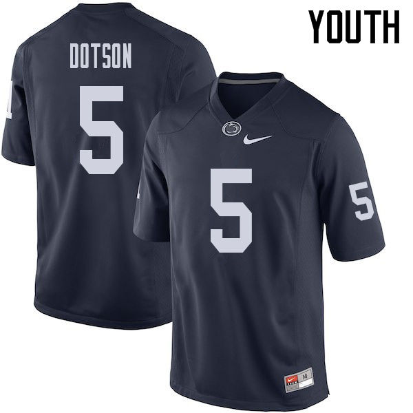 Youth #5 Jahan Dotson Penn State Nittany Lions College Football Jerseys Sale-Navy